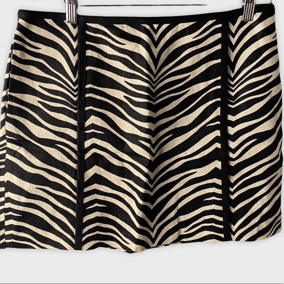 J. Crew zebra print lined 100% linen mini skirt size 10 - Picture 2 of 3